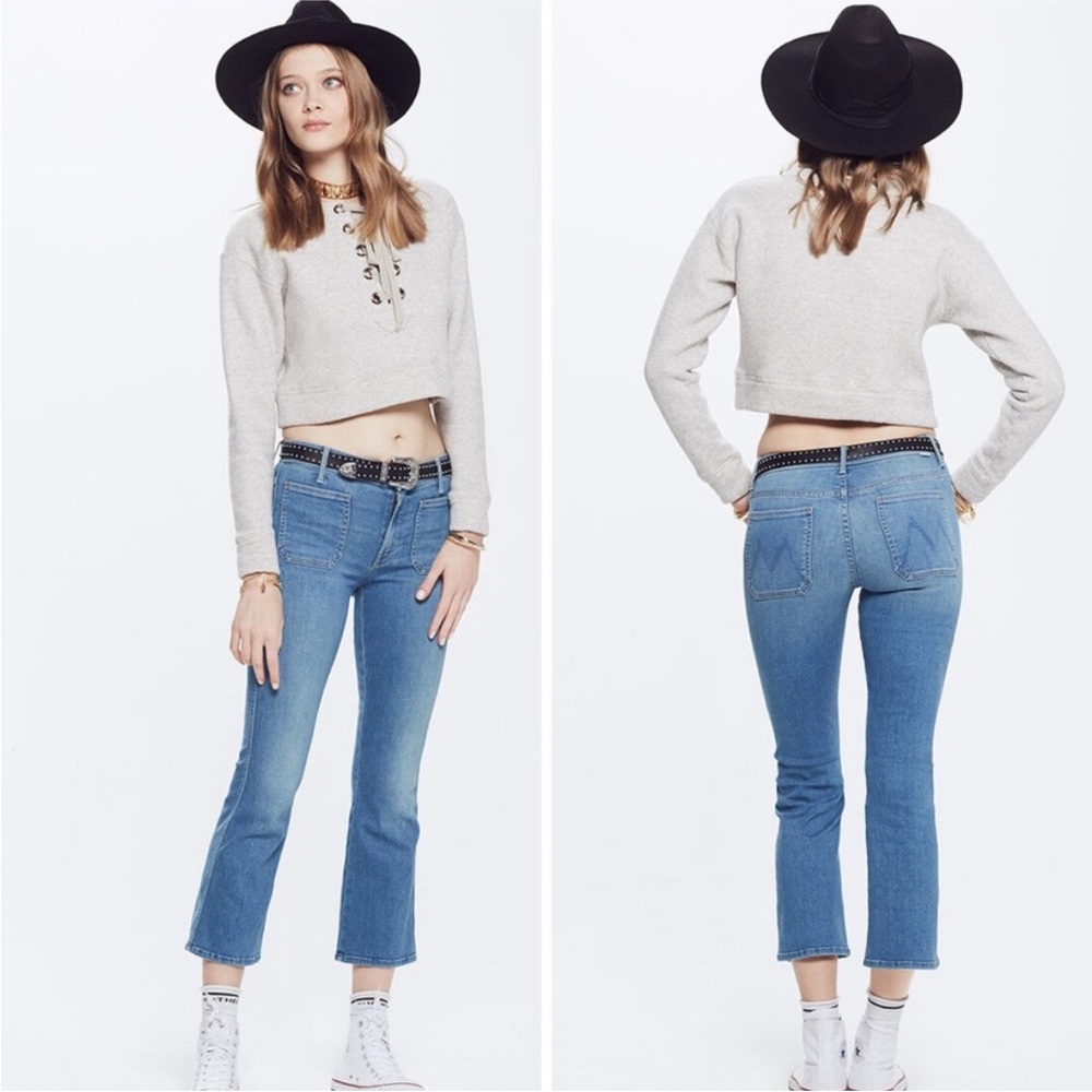 MOTHER Light Blue Cropped Ankle Jeans - Picture 2 of 11